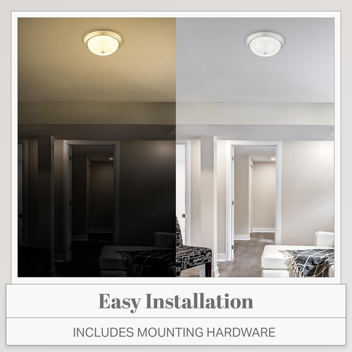 2-Light Flush Mount Ceiling Light, 11 Inch Lighting Fixture for Kitchen, Bedroom - Picture 5 of 12