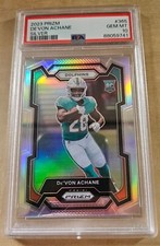 🔥 2023 Prizm DeVON ACHANE SILVER PRIZM PSA 10 GEM MT Rookie Dolphins #365 RC 🔥