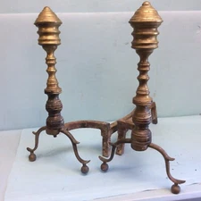 Period Brass Andirons 17” High