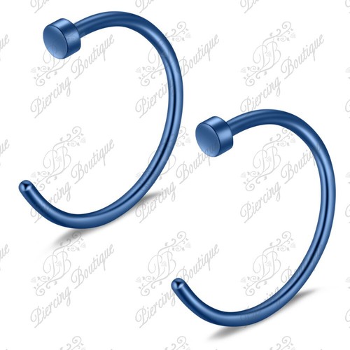 Nose Hoop Ring Colour Anodised Lip Rings with Flat End Stopper - Picture 7 of 7