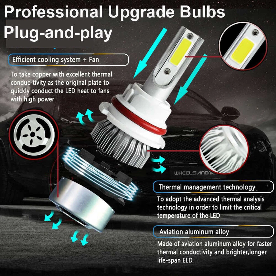 Para Ford Crown Victoria 1999-2011 9007 HB5 6000K Faros LED Luz Alta-Baja Foto 3 de 4