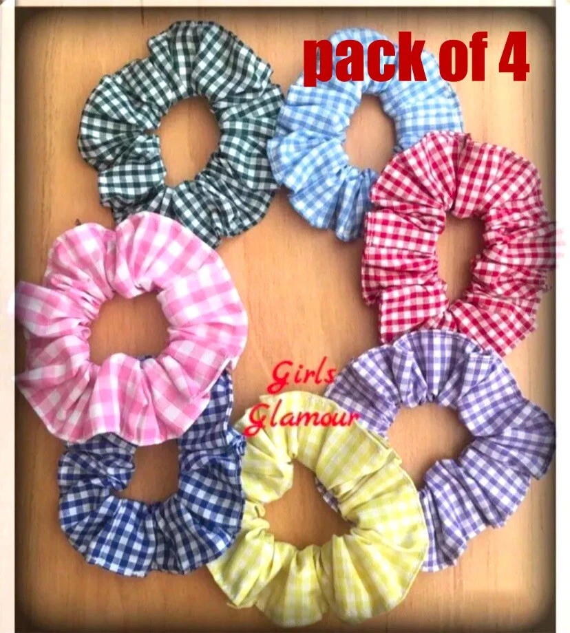 GIRL*GLAMOUR School Scrunchies Hairband Bow Bobbles Gingham Check Uniform Dress Tie Band