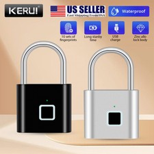 Waterproof Smart Fingerprint Door Lock Keyless Padlock Security USB Rechargeable