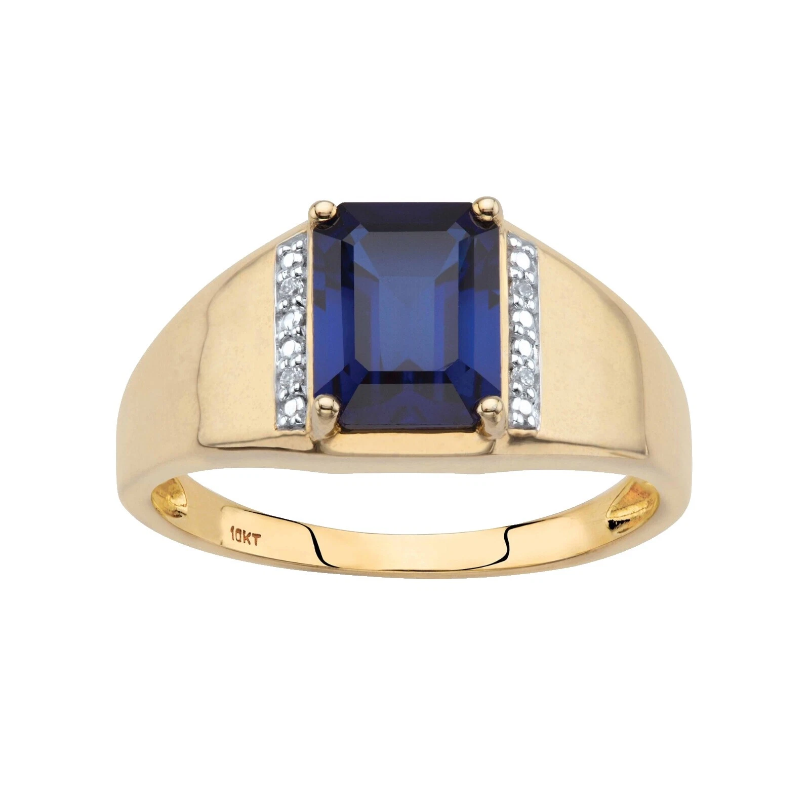 Sapphire Stone Yellow Gold 10k Rings for Men