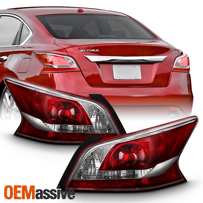 For 2013-2015 Altima Sedan 4Door Red Clear Tail Light Brake Lamp Pair Left+Right
