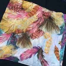 Vintage ECHO Signature 42" Square Vibrant Colorful Fall Floral Scarf Pink Teal