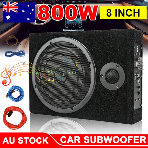 8"Car Subwoofer Under-Seat 800W Amplifier Speaker Audio Sub Woofer Slim Box Kit - Picture 1 of 11