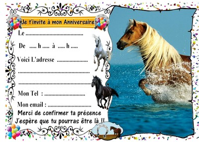 Carte Invitation Anniversaire Cheval Carte Invitation Anniversaire Cheval