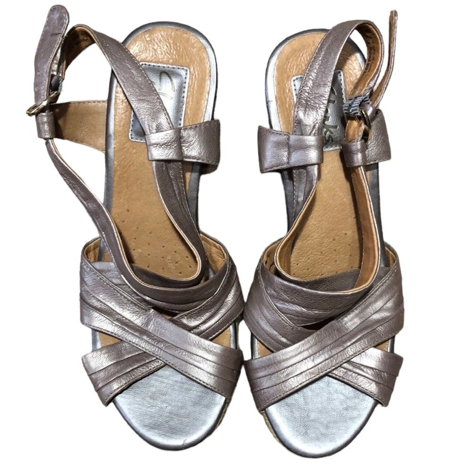 CLARKS Artisan Sandali espadrillas donna in pelle bronzo con slingback taglia 7