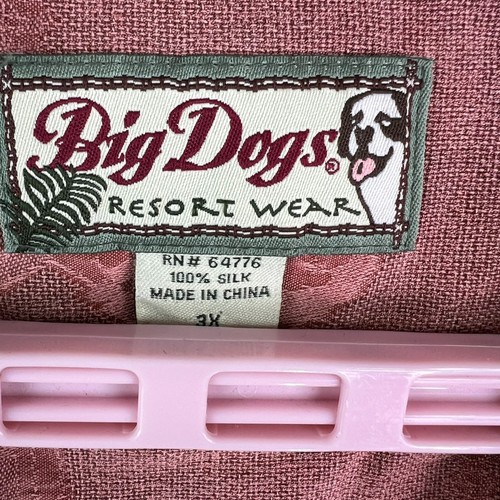 Big Dogs Silk Hawaiian Resort Wear Button-Up Shirt Size 3XL Salmon Short Sleeve - Picture 4 of 8