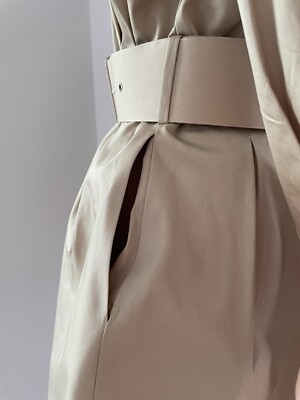 Zara NWT 100% Cotton Beige Deep V-Neck Belted Short Flare Dress Sz S | eBay
