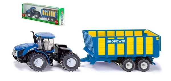 Siku 1/50 Landwirtschaft Traktor New Holland Mit Silagewagen Statisches Modell-image