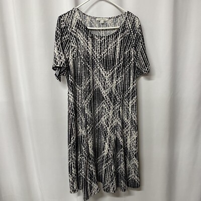 Studio works womens soho lattice dress size large black white new Modest