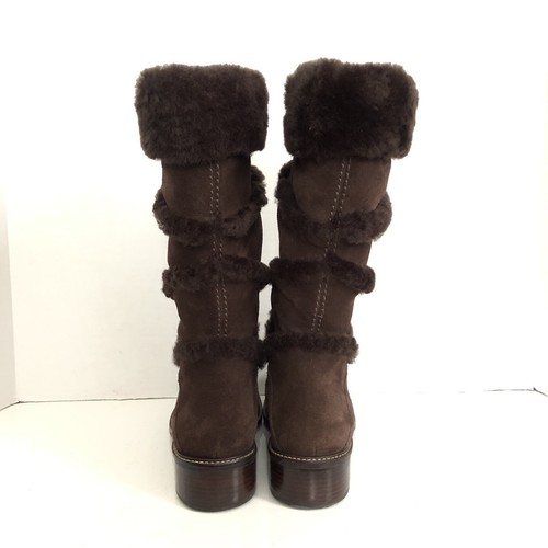 L.L. Bean Tall brown suede sherpa fur Lined warm Winter Boots women's 8 M - Picture 4 of 7