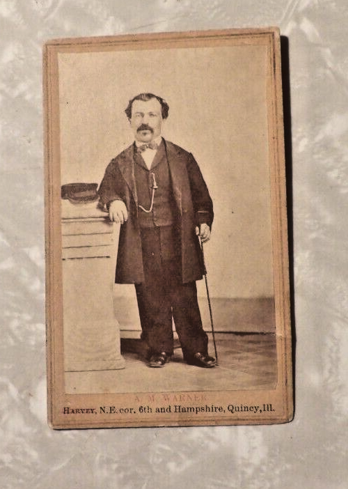 ANTIQUE CDV 1860's A M Warner LITTLE PERSON MIDGET Quincy Illinois