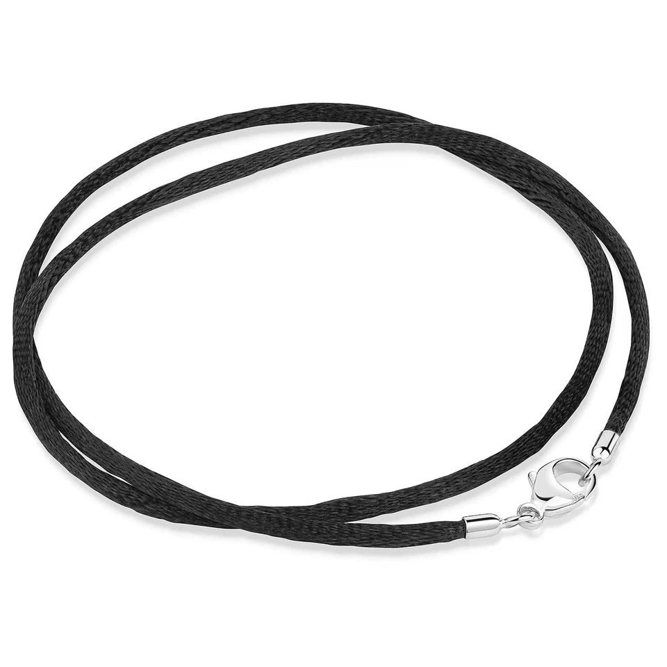 MATERIA Damen Halsband Samt schwarz Textil 2mm 925 Silber Karabiner 8 Längen ...