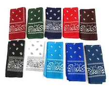 10 Pack Bandanas Paisley Print Cowboy Bandana Handkerchiefs Assorted Colors