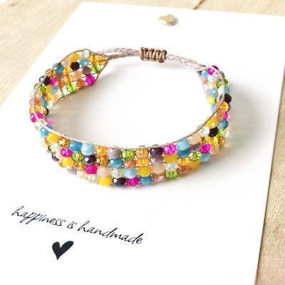 Webarmband NIGHTINGALE & LARK aus Glasschliffperlen  / konfetti & gold