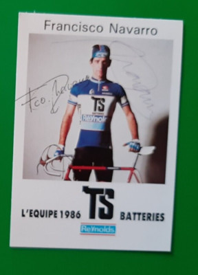 CYCLING cycling card FRANCISCO NAVARRO team REYNOLDS TS 1986 Signed