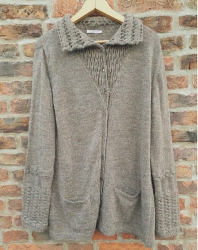 Artigiano Wool Alpaca Blend Cardigan Size XL Made In Italy Brown Long