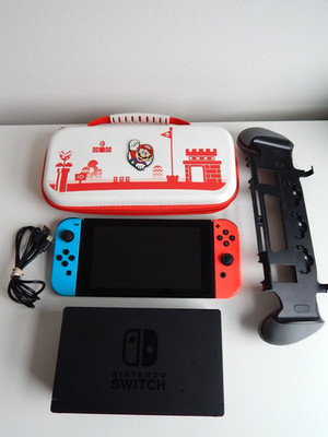 Nintendo Switch 32GB System Console Neon Red & Blue Joy Cons, Dock & Case