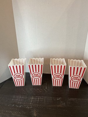 4 Vintage Classic Novelty Plastic Movie Pop Corn Container Cinema Hollywood Retr