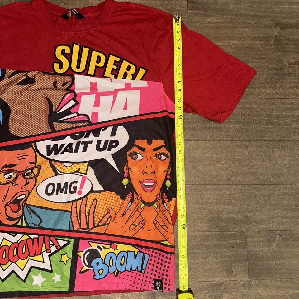 Camiseta Rebel Minds Unisex 4xl Roja Manga Corta Gráfica Y2k Arte Pop Grande Alta Foto 4 de 4