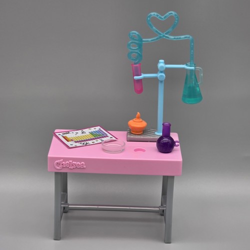 Barbie Chelsea Doll Science Lab Table Beakers Chart Diorama Accessory Part