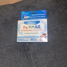 Infants Fever All Acetaminophen Suppositories 6 count Ages 6-36 Month EXP 1/27