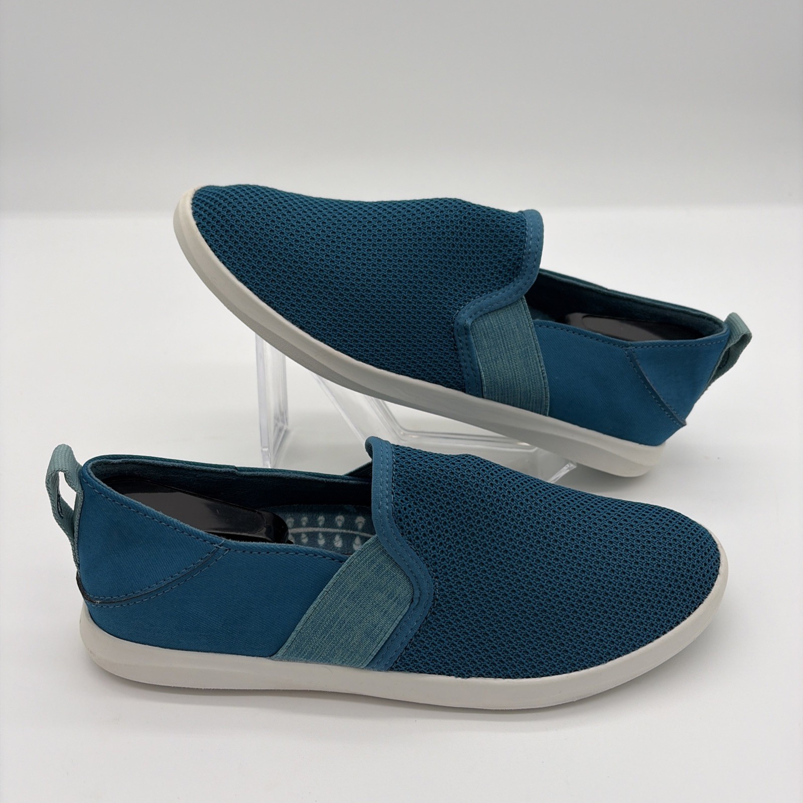 OLUKAI Hale'iwa Olona Shoes Knit Fabric Slip On Comfort Loafer Womens Sz 7 Blue image 2