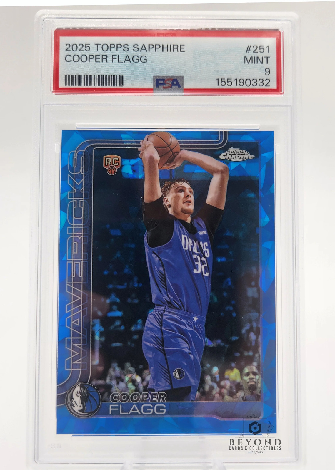 Cooper Flagg 2025 Topps Sapphire #251 Rookie, PSA 9