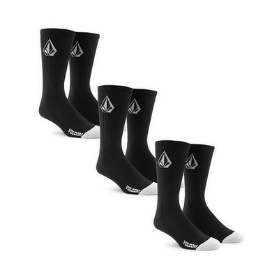 Volcom Full Stone Crew Socken 3er Pack - schwarz