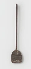 18th To Early 18th Century Flat Faced Forged Iron Turner Spatula W Twist Handle