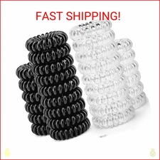 TailaiMei 30 Pcs Spiral Hair Ties, No Crease Coil Phone Cord Hair Ties for Thick