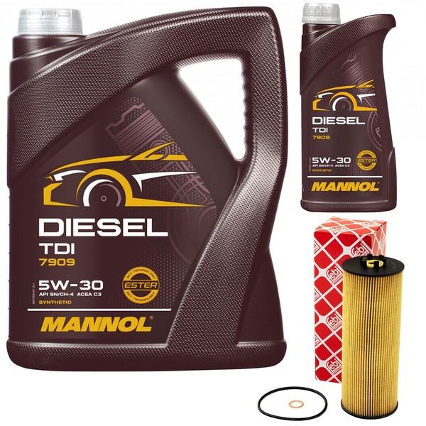 MotoröL Set Mannol 5W-30 API SN/CH-4 6 Liter + ÖLfilter FüR Audi A4 Avant 2.5-image