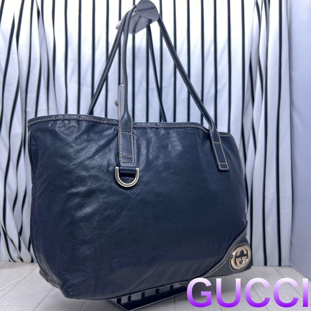 GUCCI Britton Interlocking Tote Bag A4 Size New Excellent Condition