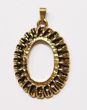 6 of 25x18mm Antique Gold Victorian Thick Loops Oval Pendant Settings 43x27mm