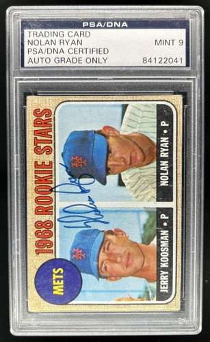 1968 Topps Mets Rookie Stars Jerry Koosman Nolan Ryan Rookie RC #177 PSA Auto 9