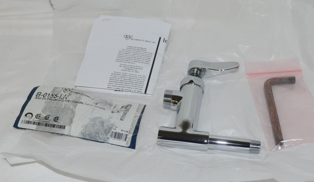 T&S B0155LN Add On Faucet Lever Handle Less Nozzle Original Blister Wrap