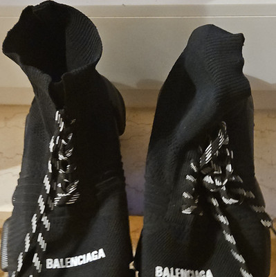Balenciaga Speed 2.0 Herren Sneaker High Top Schwarz Schnürung Synthetik 45