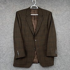 Jos. A. Bank Sport Coat Mens 44R Brown Wool Plaid Tweed Classic Fit Notch Lapel