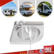 RV Caravan Camper Stainless Steel Hand Wash Basin Kitchen Triangular Sink Faucet