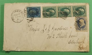 DR WHO 1881 POUGHKEEPSIE NY TO SCOTLAND PACKET SHIP LETTER R84294
