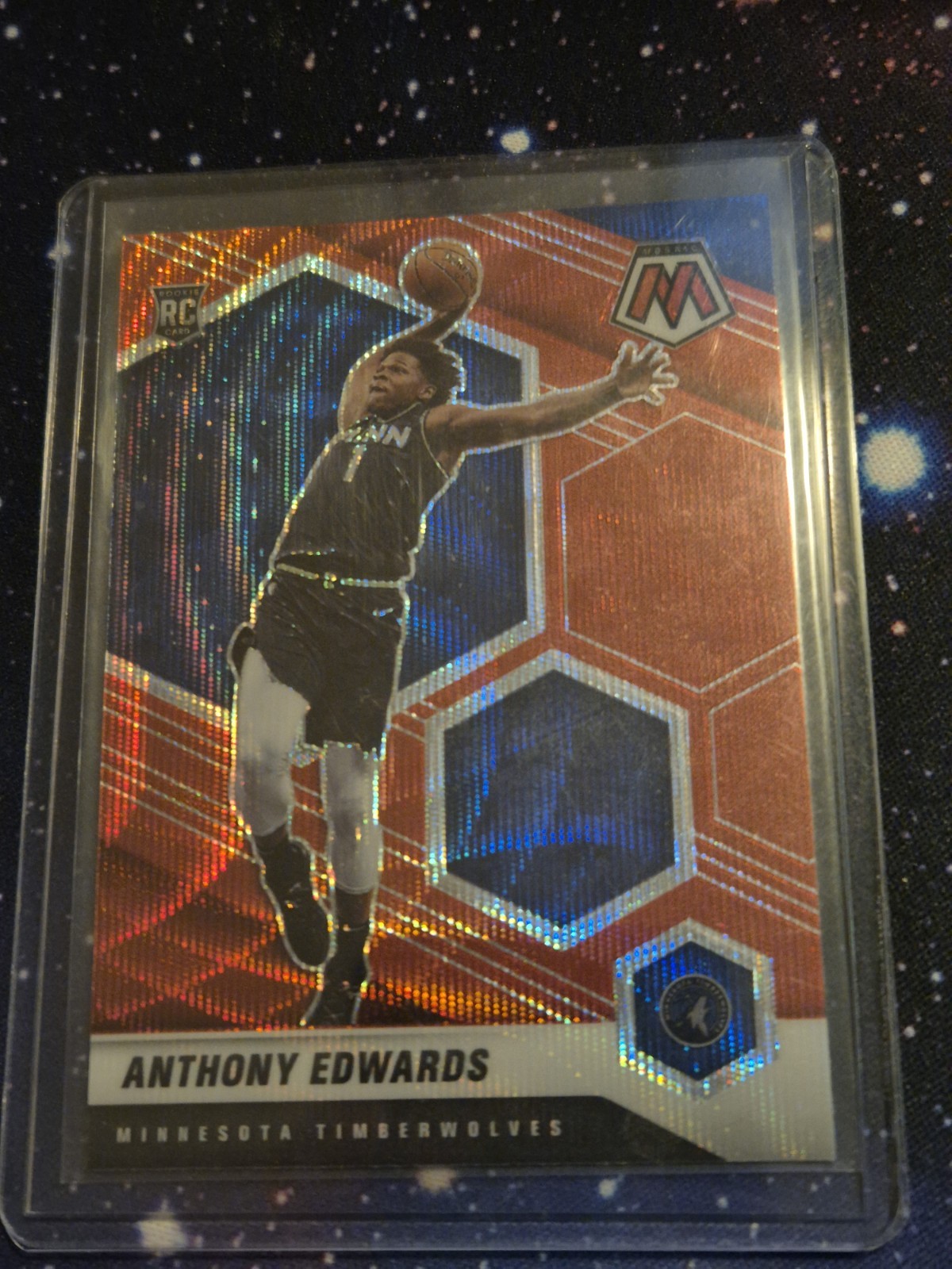 2020-21 Panini Mosaic ANTHONY EDWARDS Rookie RC Red Wave Prizm #201 Timberwolves