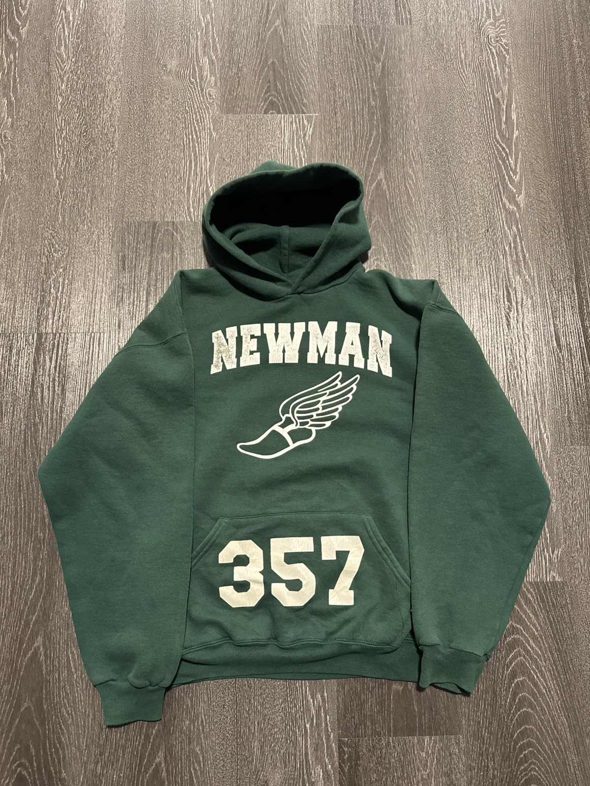 Vintage Y2K Russel Green Newman Track And Field Hoodie Size L