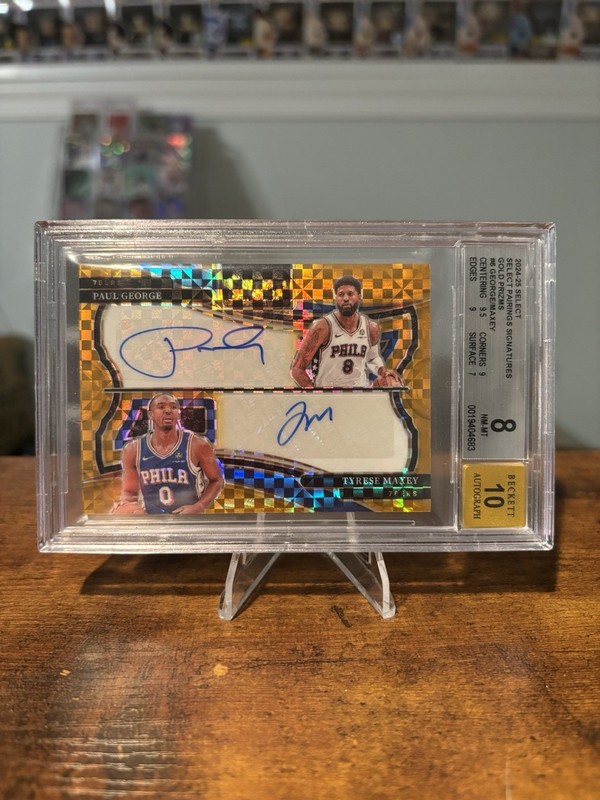 2024-25 Panini Select Gold Prizm Pairings Signatures George/Maxey Auto /10 BGS 8