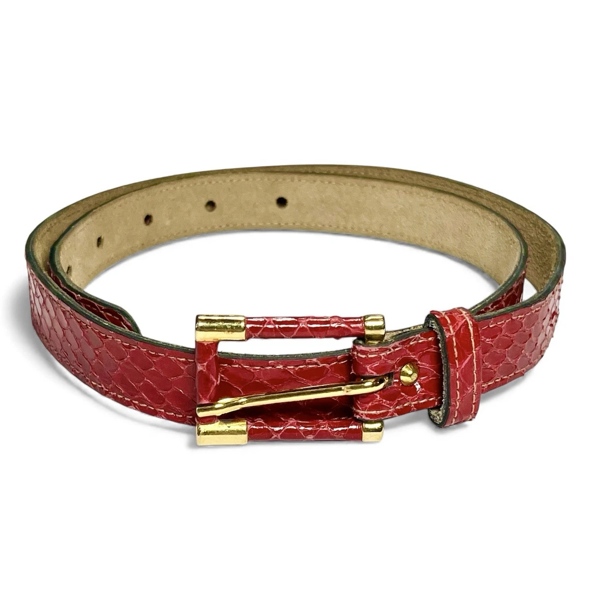 Anne Klein Vintage Wide Black Red & Brown Snakeskin Belt 33” long Square Buckle Anne Klein Women main image 3