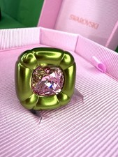 Swarovski Ring Size 55 UK N Dulcis Green Pink cocktail Cushion cut New In Box