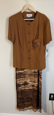 Vintage Betsy s Things Safari Animal Zebra Elephants Suit Dress Jacket Set NOS! 