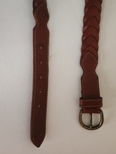 Brown Braided Woven Leather Belt 6508 Size 40 Made in Turkey Buckle Vtg